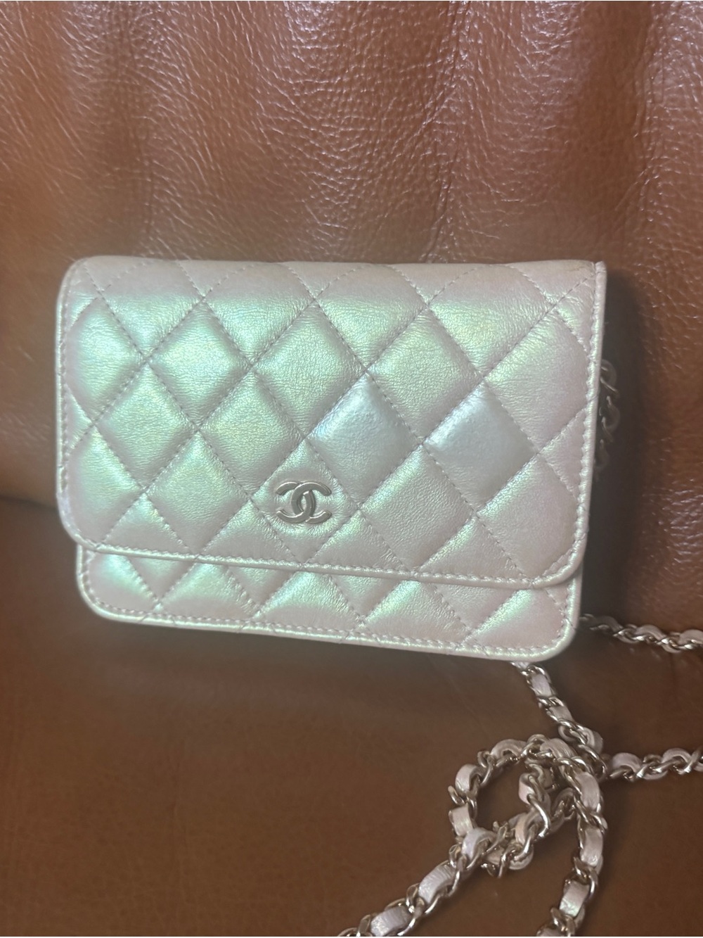 CHANEL Iridescent Quilted Mini Flap Crossbody Bag